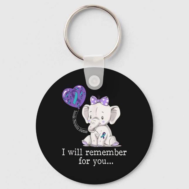 Suicide Prevention Awareness Elephant  Key Ring (Front)