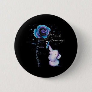 Suicide Prevention Awareness Elephant Sunflower Te 6 Cm Round Badge