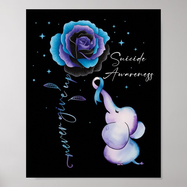 Suicide Prevention Awareness Elephant Sunflower Te Poster (Front)