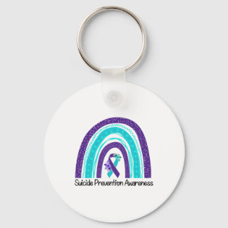 Suicide Prevention Awareness Floral Teal Ribbon Ra Key Ring