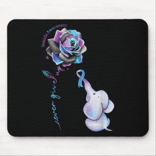 Suicide Prevention Awareness Flower Elephant Ribbo Mouse Pad