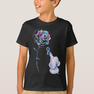 Suicide Prevention Awareness Flower Elephant Ribbo T-Shirt