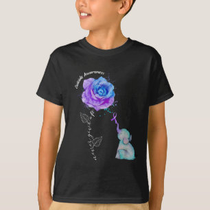 Suicide Prevention Awareness Flower Elephant  T-Shirt