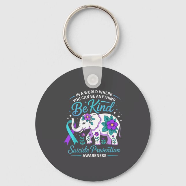 Suicide Prevention Awareness Flowers Elephant Be K Key Ring (Front)