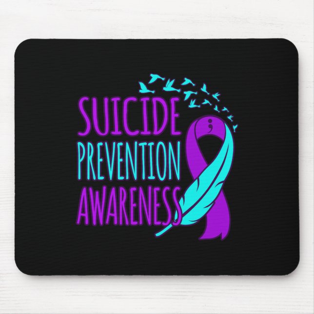 Suicide Prevention Awareness Happy Ribbon Support  Mouse Pad (Front)