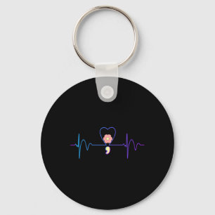 Suicide Prevention Awareness Heart Heartbeat Semic Key Ring