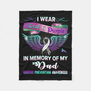Suicide Prevention Awareness I Wear Teal & Pur Fleece Blanket