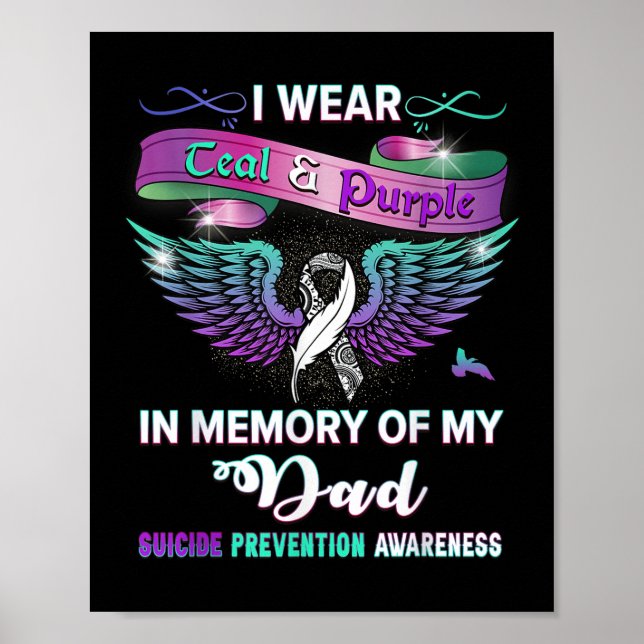 Suicide Prevention Awareness I Wear Teal &amp; Pur Poster (Front)
