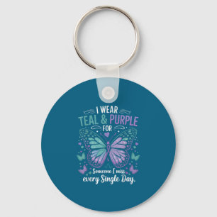 Suicide Prevention Awareness I Wear Teal And Purpl Key Ring