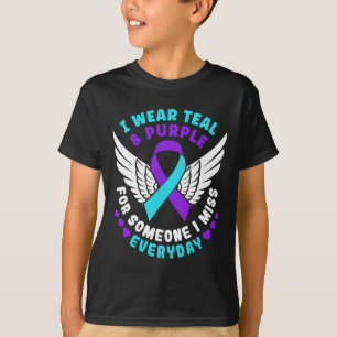 Suicide Prevention Awareness I Wear Teal And Purpl T-Shirt