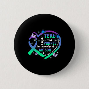Suicide Prevention Awareness I Wear Teal Purple Fo 6 Cm Round Badge