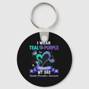 Suicide Prevention Awareness I Wear Teal Purple Fo Key Ring