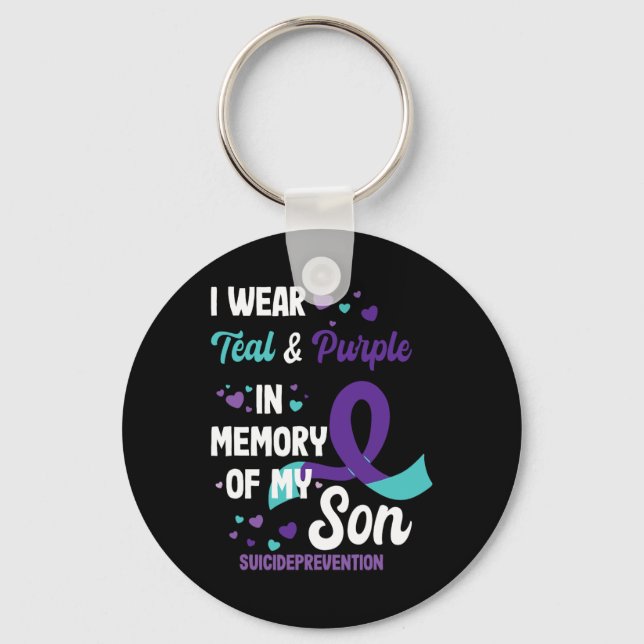 Suicide Prevention Awareness In Memory Of Son  Key Ring (Front)