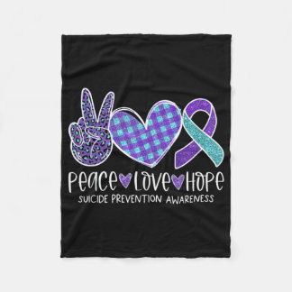 Suicide Prevention Awareness Leopard Heart Peace L Fleece Blanket