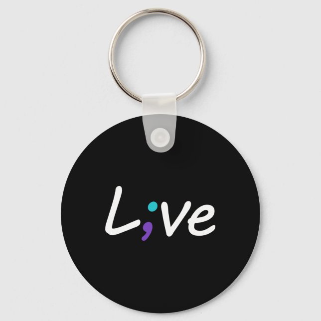 Suicide Prevention Awareness Live Love Semicolon  Key Ring (Front)
