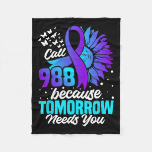 Suicide Prevention Awareness Mental Health Ribbon  Fleece Blanket