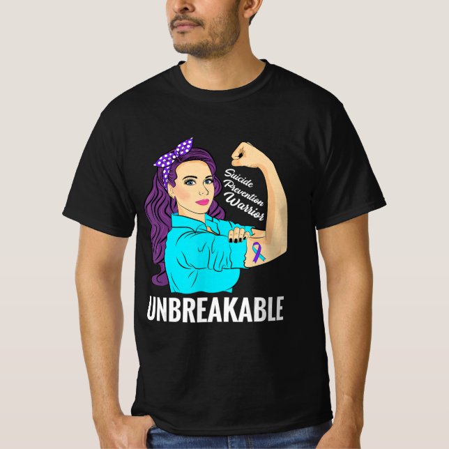 Suicide Prevention  Awareness Mental Health Warrio T-Shirt (Front)