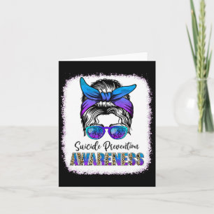 Suicide Prevention Awareness Messy Bun Hair Woman Card