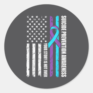 Suicide Prevention Awareness Month Flag Teal &amp; Classic Round Sticker