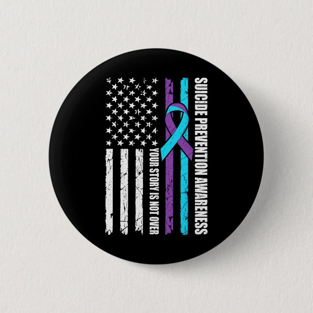 Suicide Prevention Awareness Month Flag Teal And P 6 Cm Round Badge (Front)