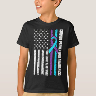 Suicide Prevention Awareness Month Flag Teal And P T-Shirt