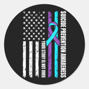 Suicide Prevention Awareness Month Flag Teal Classic Round Sticker