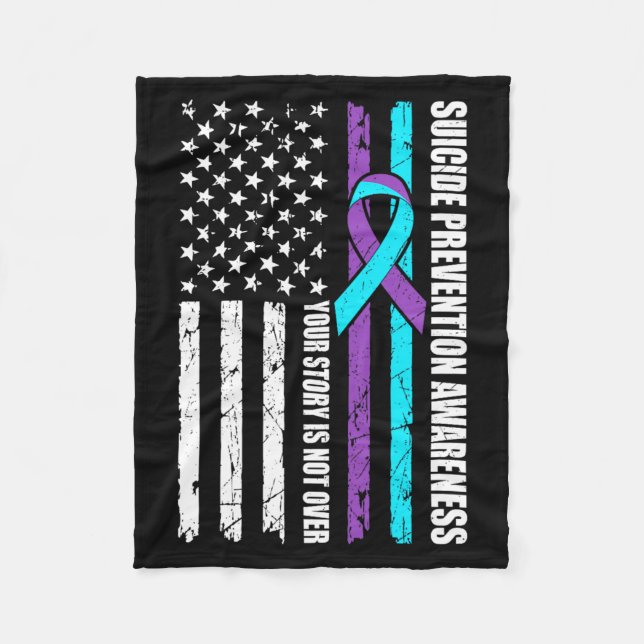 Suicide Prevention Awareness Month Flag Teal Fleece Blanket (Front)
