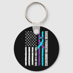 Suicide Prevention Awareness Month Flag Teal Key Ring