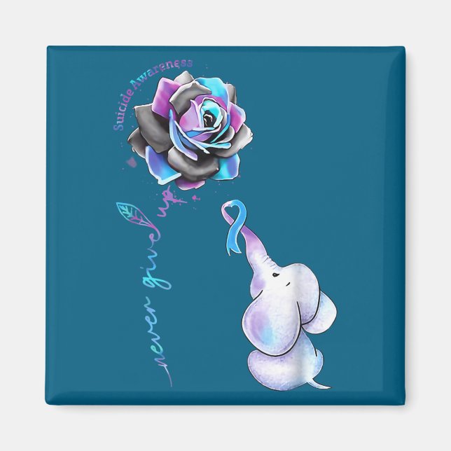 Suicide Prevention Awareness Month Flower Elephant Magnet (Front)