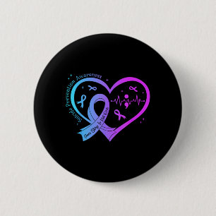 Suicide Prevention Awareness Month Heart Teal 6 Cm Round Badge