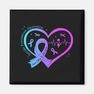 Suicide Prevention Awareness Month Heart Teal Magnet