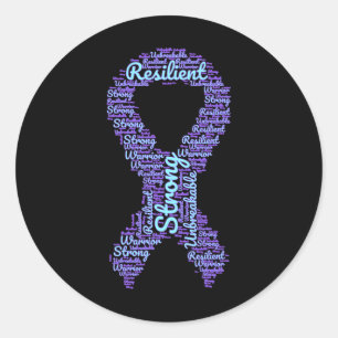 Suicide Prevention Awareness Month Ribbon With Str Classic Round Sticker