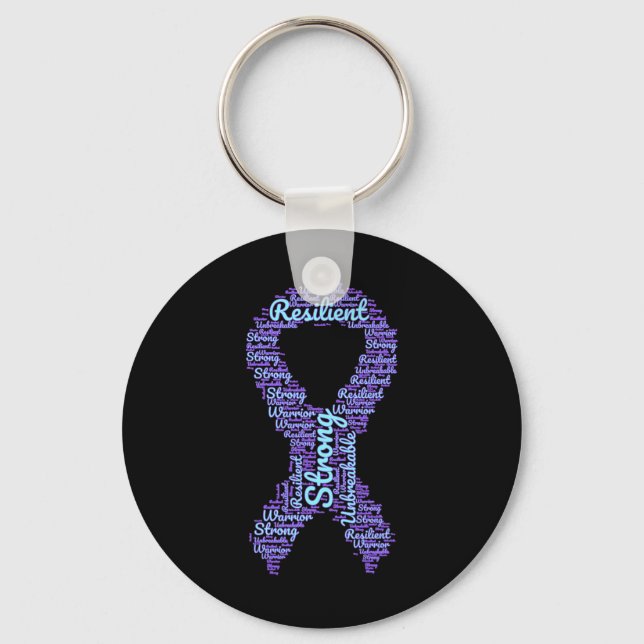 Suicide Prevention Awareness Month Ribbon With Str Key Ring (Front)