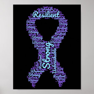 Suicide Prevention Awareness Month Ribbon With Str Poster