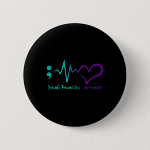 Suicide Prevention Awareness Month Semicolon Heart 6 Cm Round Badge