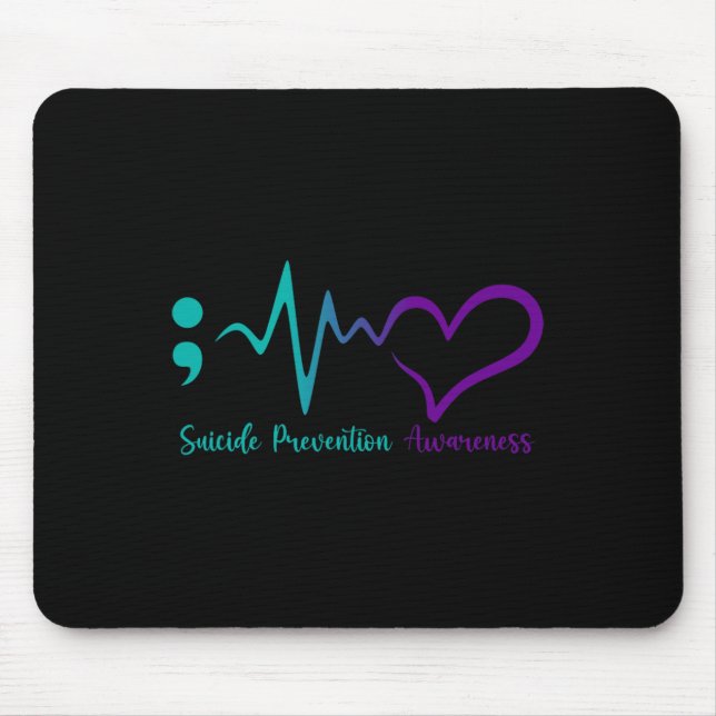 Suicide Prevention Awareness Month Semicolon Heart Mouse Pad (Front)
