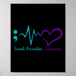 Suicide Prevention Awareness Month Semicolon Heart Poster
