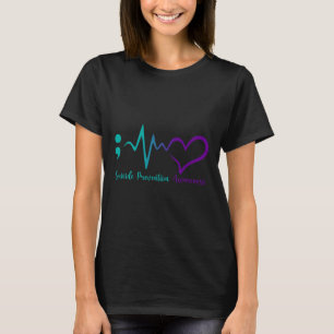 Suicide Prevention Awareness Month Semicolon Heart T-Shirt
