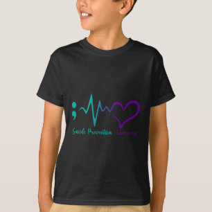 Suicide Prevention Awareness Month Semicolon Heart T-Shirt