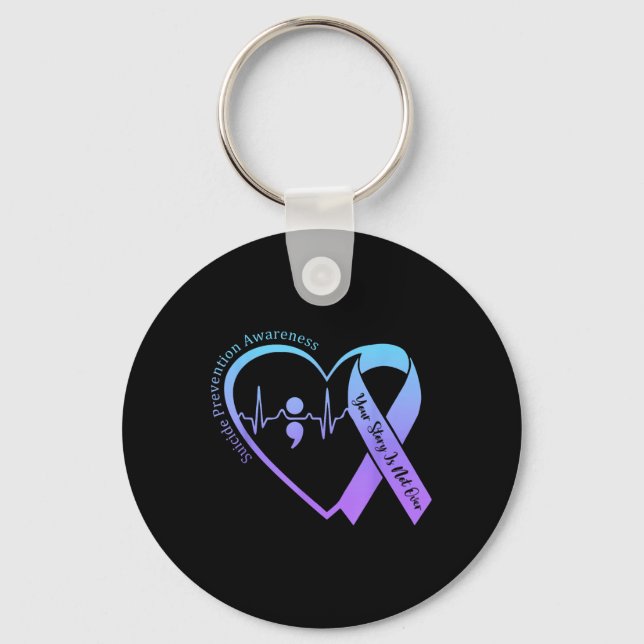 Suicide Prevention Awareness Month Teal &amp; Purp Key Ring (Front)