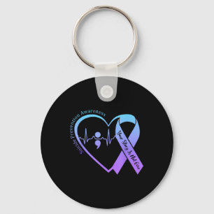 Suicide Prevention Awareness Month Teal & Purp Key Ring