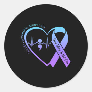 Suicide Prevention Awareness Month Teal And Purple Classic Round Sticker