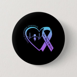Suicide Prevention Awareness Month Teal Purple 6 Cm Round Badge