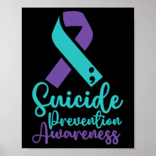 Suicide Prevention Awareness Month Teal Purple Sma Poster