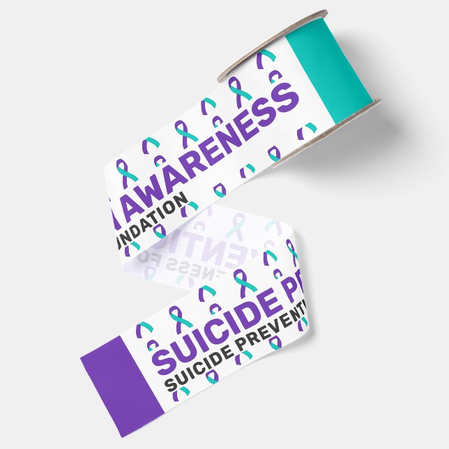 Suicide Prevention Awareness Pattern Ribbon Grosgrain Ribbon (Front+Back)
