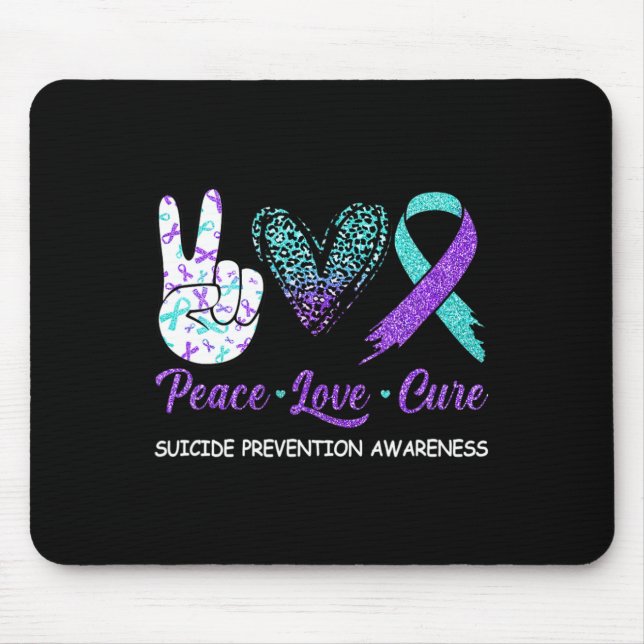 Suicide Prevention Awareness Peace Love Cure Leopa Mouse Pad (Front)