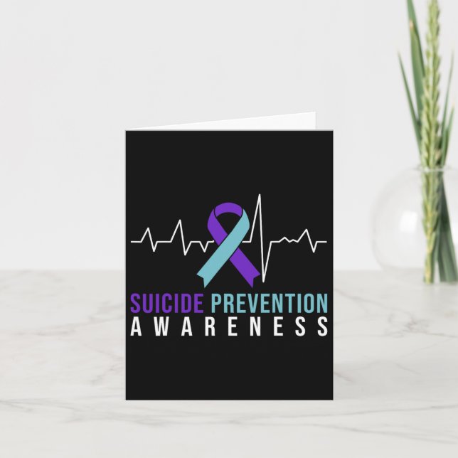 Suicide Prevention Awareness Pink And Teal Ribbon  Card (Front)