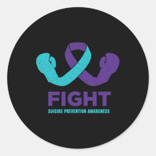 Suicide Prevention Awareness Purple And Teal Ribbo Classic Round Sticker