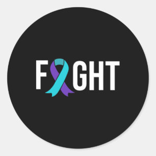 Suicide Prevention Awareness Purple Teal Ribbon  Classic Round Sticker