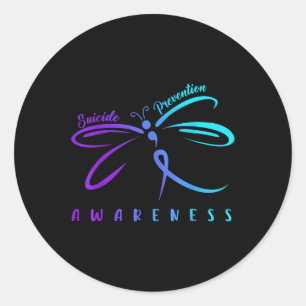 Suicide Prevention Awareness Purple Teal Ribbon Dr Classic Round Sticker